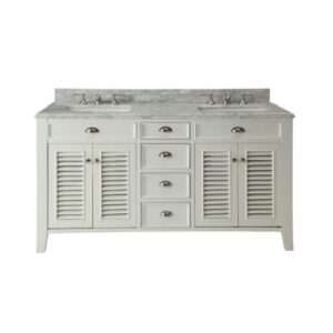 Chans Furniture ZK-3028Q60D Kalani 60 Inch Freestanding Transitional Style Double Sink Bathroom Vanity in White