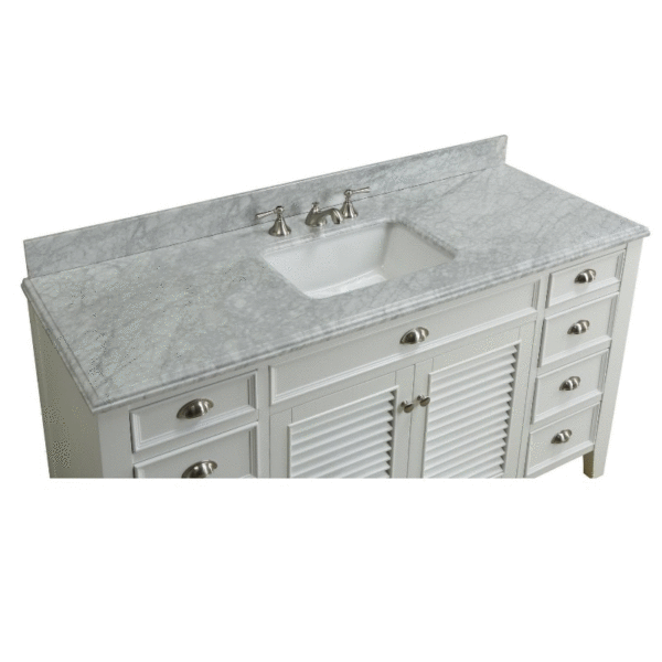 Chans Furniture GD-3028Q60S Kalani 60 Inch Freestanding Transitional Style Bathroom Vanity in White