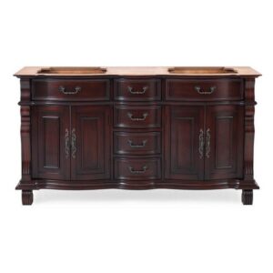 Chans Furniture GD-4438W-64 Hopkinton 64 Inch Bathroom Double Sink Vanity with White Top - Light Cherry