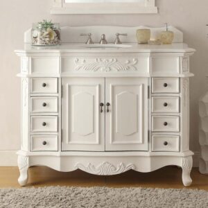 Chans Furniture HF-2815W-AW-48 Morton 48 Inch Antique White Bathroom Sink Vanity