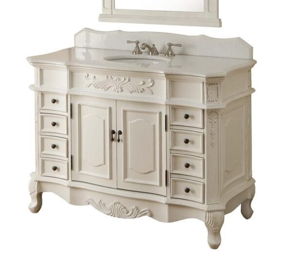 Chans Furniture HF-2815W-AW-48 Morton 48 Inch Antique White Bathroom Sink Vanity