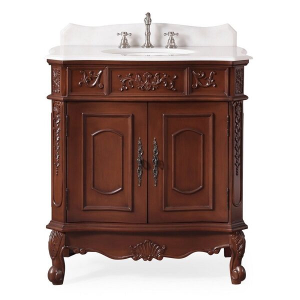 Chans Furniture HF021W-TK 33 Inches Classic Style Benson Single Sink Bathroom Vanity