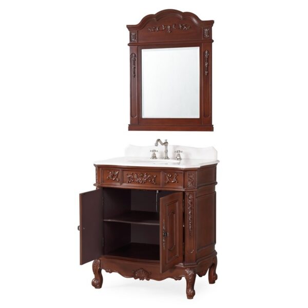 Chans Furniture HF021W-TK 33 Inches Classic Style Benson Single Sink Bathroom Vanity