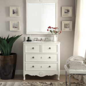 Chans Furniture HF-081AW Daleville 34 Inch Antique White Bathroom Sink Vanity