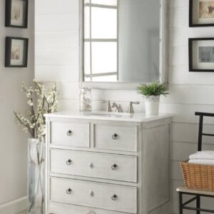 Chans Furniture HF081CK Daleville 34 Inch Distressed Grey Bathroom Sink Vanity