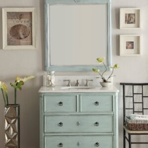 Chans Furniture HF081LB Daleville 34 Inch Distressed Blue Bathroom Sink Vanity