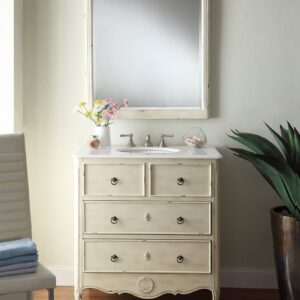 Chans Furniture HF832WP/MIR-081WP Daleville 31.5 Inch Distressed Creme Mirror