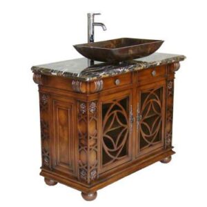 Chans Furniture HF-1217GF Vigo 42 Inch Cherry Wood Vessel Sink Bathroom Vanity