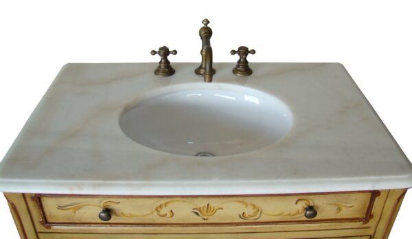 Chans Furniture HF2263 Camarin 32 Inch Soft Beige Hand Painted Bathroom Sink Vanity