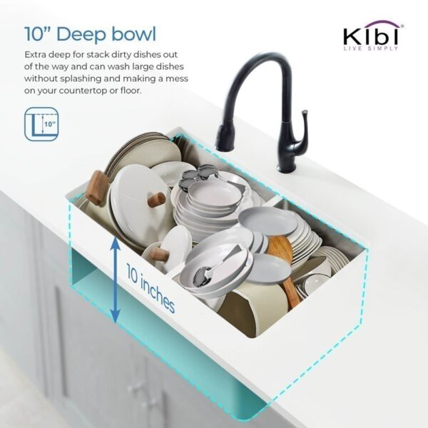 KIBI USA K1-D33-BS 32 3/4 Inch Handcrafted Undermount Double Bowl 60-40 Stainless Steel Kitchen Sink with Strainers and Grids