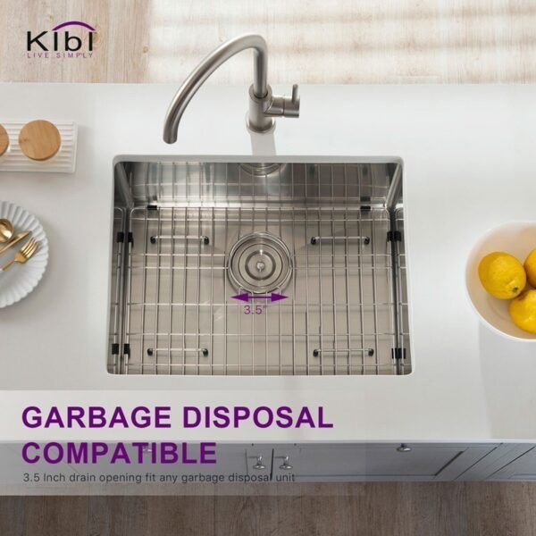 KIBI USA K1-S23 23 Inch Handcrafted Undermount Single Bowl Stainless Steel Kitchen Sink