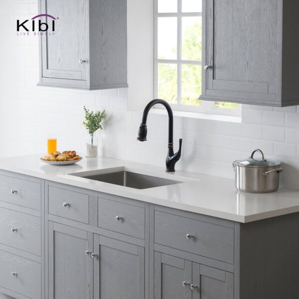 KIBI USA K1-S28 28 Inch Handcrafted Undermount Single Bowl Stainless Steel Kitchen Sink