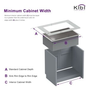 KIBI USA K1-S33 32 3/4 Inch Handcrafted Undermount Single Bowl Stainless Steel Kitchen Sink