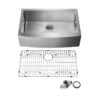 KIBI USA K1-SF33 33 Inch Handcrafted Farmhouse Apron Single Bowl Real 16 Gauge Stainless Steel Kitchen Sink with Strainer and Grid