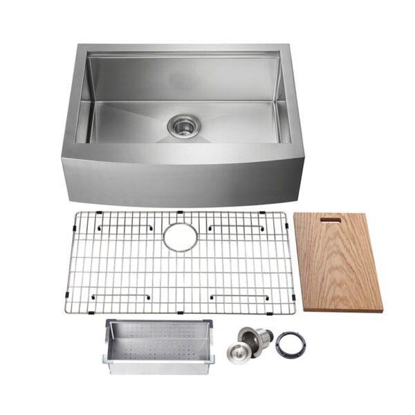 KIBI USA K1-SF36T 36 Inch Handcrafted Farmhouse Apron Single Bowl Stainless Steel Kitchen Sink Set