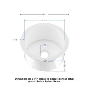 KIBI USA K2-S19RO Crater 18 1/2 Inch Fireclay Farmhouse Undermount Kitchen Sink with Bottom Grid and Strainer - White