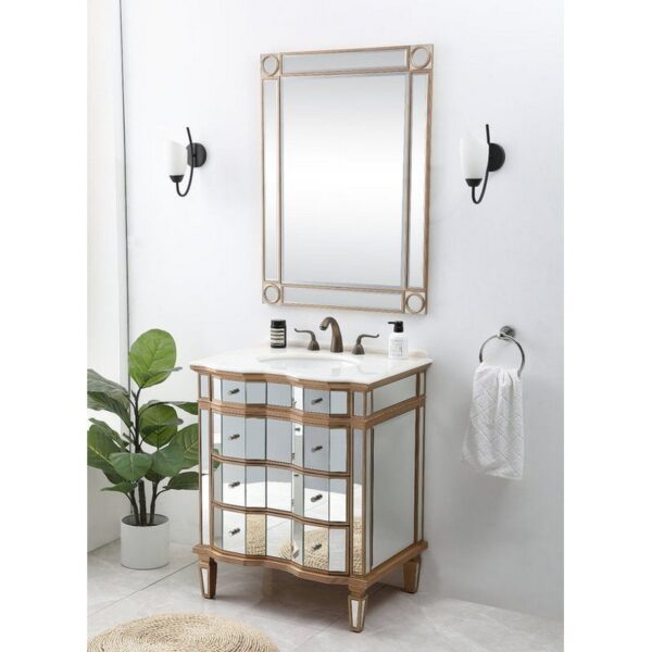 Chans Furniture K2288-30 Asselin 36 Inch Bathroom Mirrored Sink Vanity