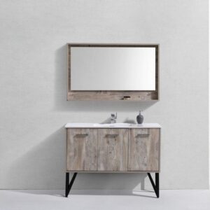 Kubebath KB48NW Bosco 48 Inch Modern Bathroom Vanity with Quartz Countertop and Matching Mirror