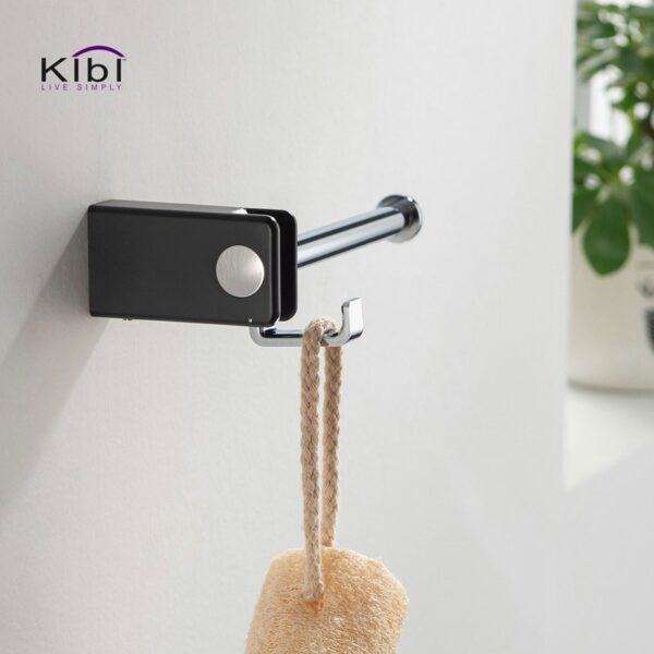 KIBI USA KBA1002 Artis 6 3/8 Inch Wall Mounted Tissue Holder with Hook