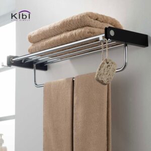 KIBI USA KBA1004 Artis 23 5/8 Inch Wall Mounted Towel Rack with Hook