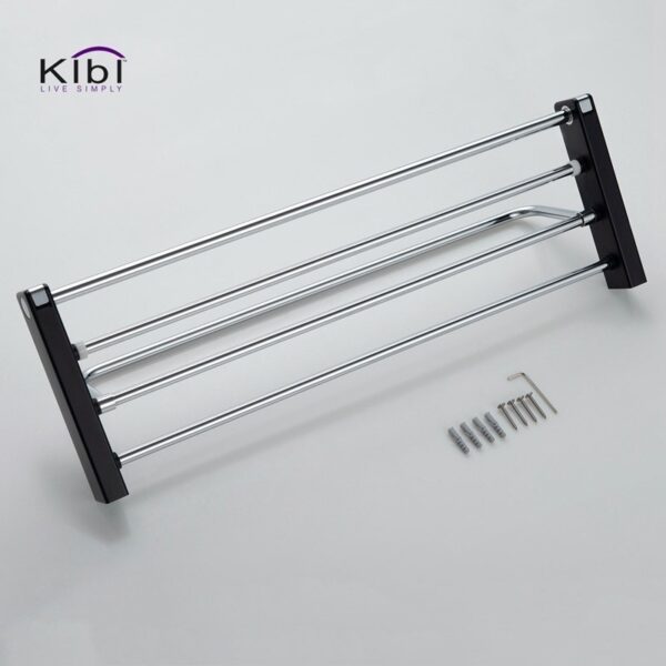 KIBI USA KBA1004 Artis 23 5/8 Inch Wall Mounted Towel Rack with Hook