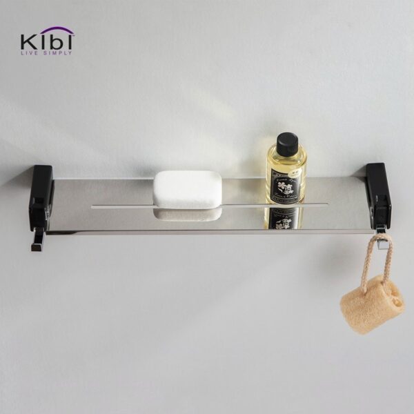 KIBI USA KBA1005 Artis 17 3/4 Inch Wall Mounted Towel Shelf with Hook