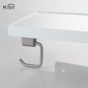 KIBI USA KBA1207BN Deco 9 5/8 Inch Wall Mounted Tissue Holder with Shelf - Brushed Nickel