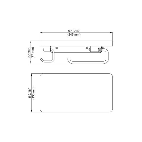 KIBI USA KBA1207BN Deco 9 5/8 Inch Wall Mounted Tissue Holder with Shelf - Brushed Nickel