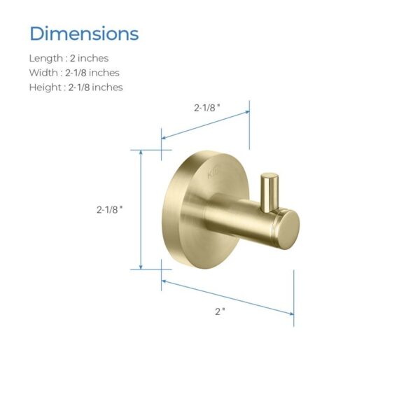 KIBI USA KBA1401 Circular 2 1/8 Inch Bathroom Towel and Robe Hook