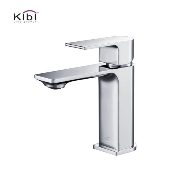 KIBI USA KBF1001 Mirage 6 3/8 Inch Single Hole Deck Mounted Lead Free Solid Brass Single Handle Bathroom Vanity Faucet with Hose