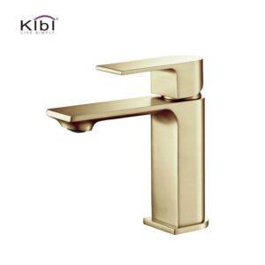 KIBI USA KBF1001 Mirage 6 3/8 Inch Single Hole Deck Mounted Lead Free Solid Brass Single Handle Bathroom Vanity Faucet with Hose