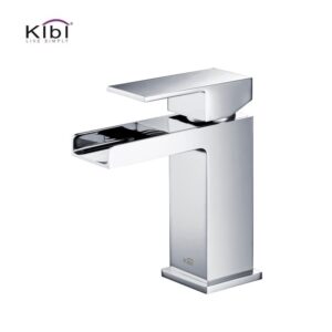 KIBI USA KBF1004 Waterfall 6 1/8 Inch Single Hole Deck Mounted Solid Brass Single Handle Sink Faucet