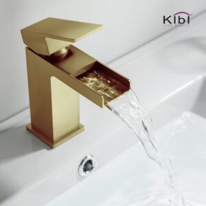 KIBI USA KBF1004 Waterfall 6 1/8 Inch Single Hole Deck Mounted Solid Brass Single Handle Sink Faucet