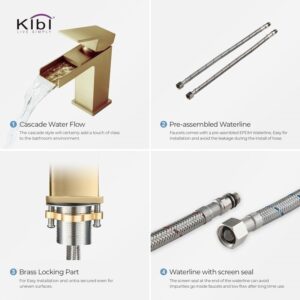 KIBI USA KBF1004 Waterfall 6 1/8 Inch Single Hole Deck Mounted Solid Brass Single Handle Sink Faucet