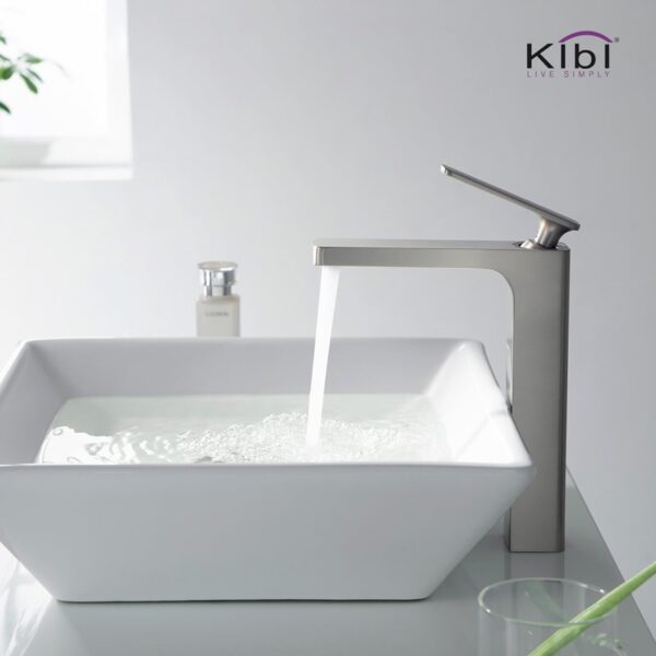 KIBI USA KBF1007 Infinity 10 1/2 Inch Single Hole Deck Mounted Lead Free Solid Brass Single Handle Bathroom Vanity Sink Faucet