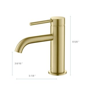 KIBI USA KBF1008 Circular 6 5/8 Inch Single Hole Deck Mounted Lead Free Solid Brass Single Handle Bathroom Faucet with Water Hose