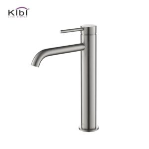 KIBI USA KBF1009 Circular 11 3/8 Inch Single Hole Deck Mounted Luxury Solid Brass Single Hole Bathroom Vessel Sink Faucet