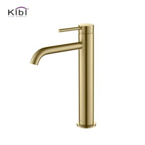 KIBI USA KBF1009 Circular 11 3/8 Inch Single Hole Deck Mounted Luxury Solid Brass Single Hole Bathroom Vessel Sink Faucet