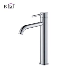 KIBI USA KBF1009 Circular 11 3/8 Inch Single Hole Deck Mounted Luxury Solid Brass Single Hole Bathroom Vessel Sink Faucet