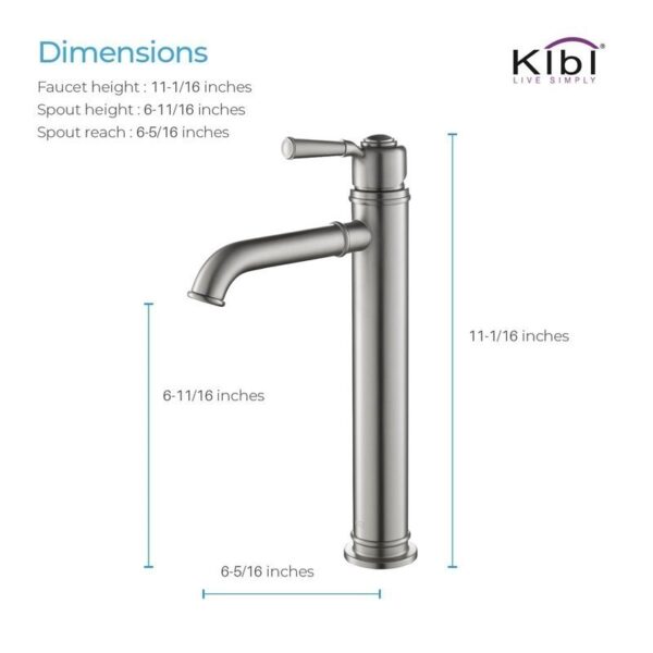 KIBI USA KBF1013 Victorian 11 1/8 Inch Single Hole Deck Mounted Lead Free Brass Bathroom Vanity Sink Faucet