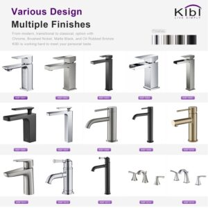 KIBI USA KBF1014 Pyramid 5 5/8 Inch Three Hole Widespread Lead Free Solid Brass Double Handle Bathroom Faucet with Water Hose