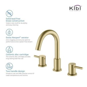 KIBI USA KBF1016 Circular 9 1/8 Inch Three Hole Widespread Basin Faucet