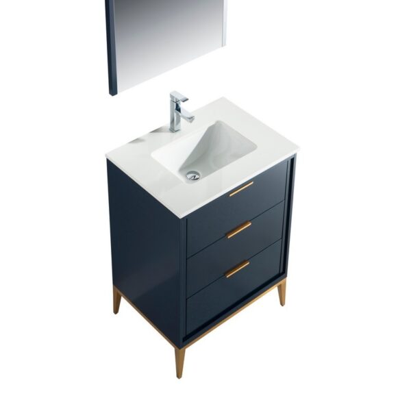 Kubebath KD9924 Divani 24 Inch Freestanding Single Sink Bath Vanity with Quartz Counter Top