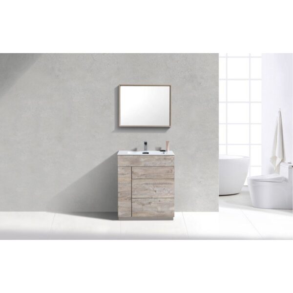 KubeBath KFM30-NW Milano 30 Inch Modern Bathroom Vanity in Nature Wood