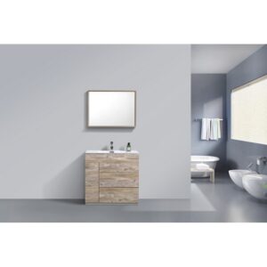 Kubebath KFM36-NW Milano 36 Inch Nature Wood Modern Bathroom Vanity