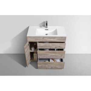 Kubebath KFM36-NW Milano 36 Inch Nature Wood Modern Bathroom Vanity