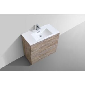 Kubebath KFM36-NW Milano 36 Inch Nature Wood Modern Bathroom Vanity