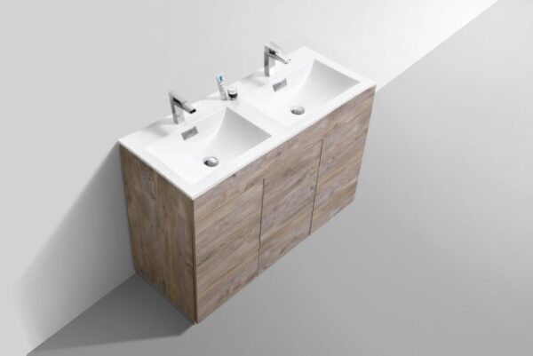 Kubebath KFM48D-NW Milano 48 Inch Double Sink  Nature Wood Modern Bathroom Vanity