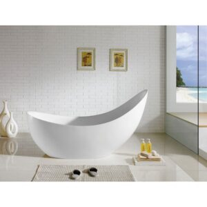 Kubebath KFST1271 Kube Salto 80 1/2 X 31 3/8 Inch Rectangular Acrylic Freestanding Bathtub - White