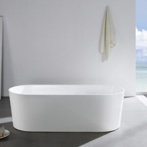 Kubebath KFST1459 Kube Ovale 59 Inch White Free Standing Bathtub